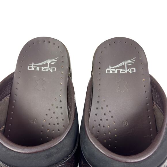 Dansko Saundra Black Embossed Leather Comfort Slip On Mules Women's 40/9.5-10 - Picture 5 of 9